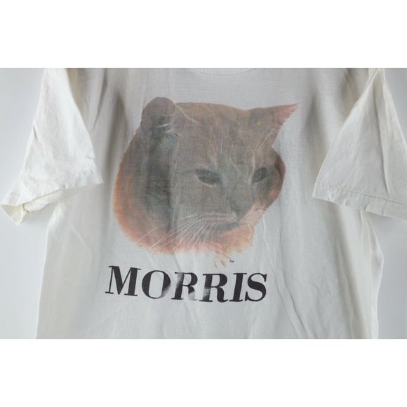 Vintage 70s Mens Medium 9Lives Morris the Cat Spell Out Short Sleeve T-Shirt USA - Picture 4 of 10